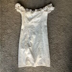 Astr White Eyelet Off-Shoulder Dress